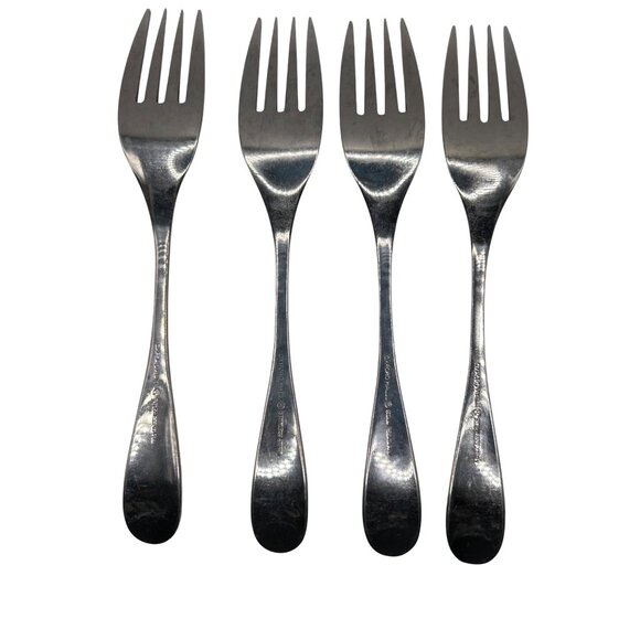 Set Of 4 Oxford Hall Crystal Palace Stainless Steel Salad Forks flatware glossy - Picture 5 of 5